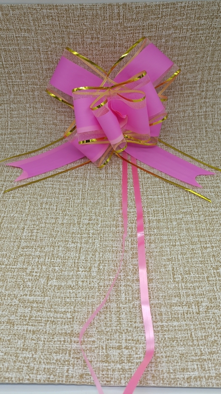 PGL860601--64mm 83cm  Organza Gold Line Butterfly Pull Bows