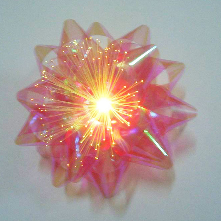 PR850303-- Pink Iridescent Ribbon LED Star Bow