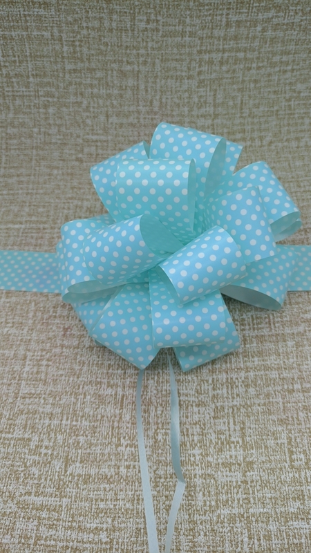 PSP871601--16CM Dots Line Printed Pull Ribbon Bow