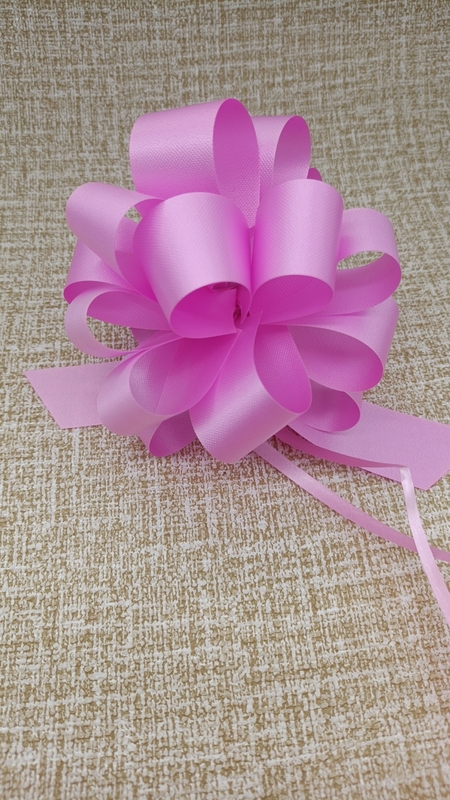 PSE871201--12CM Solid Embrossed Gift Ribbons Flower Party Long Tail Pom Pom Bow Poly Pull Bow