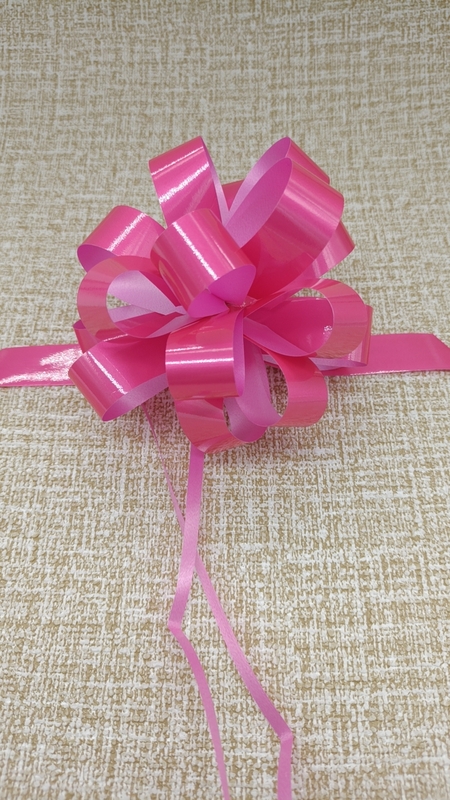 PC870301--5'' Rose Iridescent Pom Pom Ribbon Bow for Valentine's Flower Packing Gift Wrapping