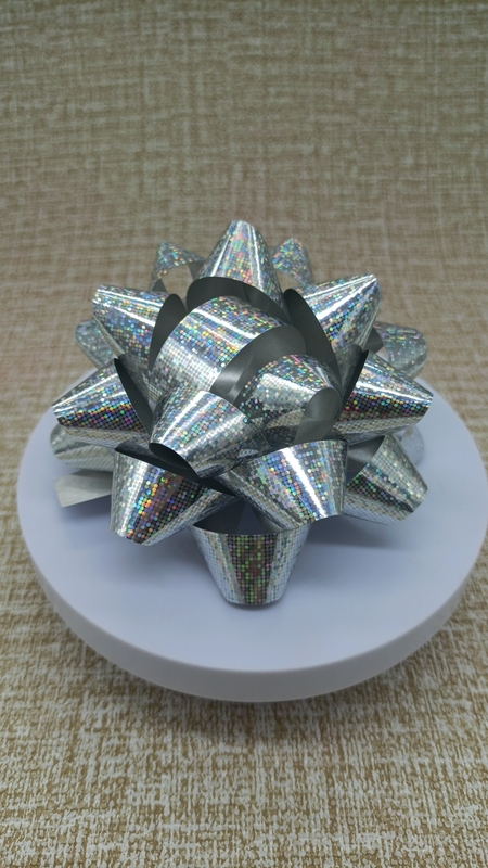 PL810402--4'' Holographic Star Ribbon Bows for Christmas Decoration